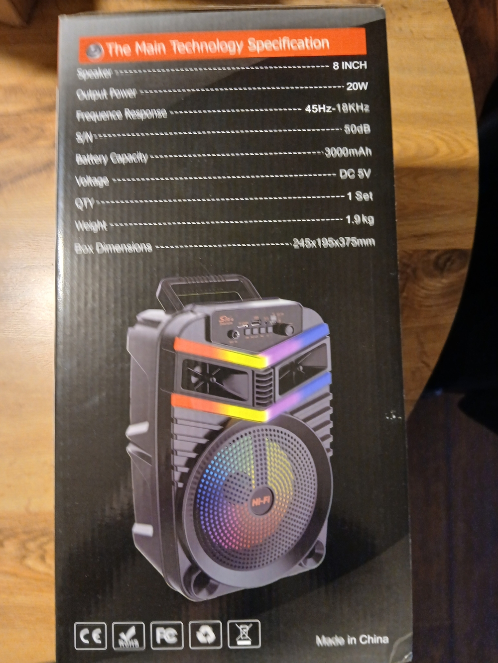 ZQ8175W 8" Portable Super Bass Speaker - Black with Orange Accents - Picture 2 of 3